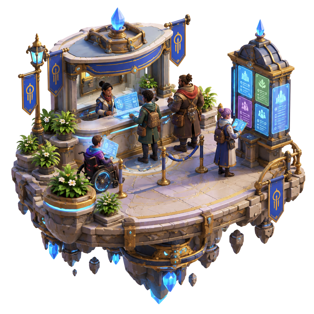 Isometric illustration of life in Civic Quarter