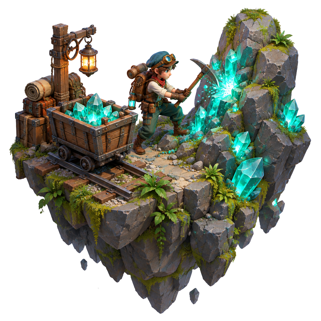 Isometric illustration of life in Crownridge