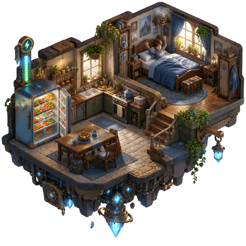 Isometric illustration of life in Hearthland