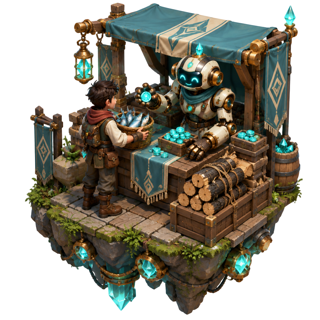 Isometric illustration of life in Market District