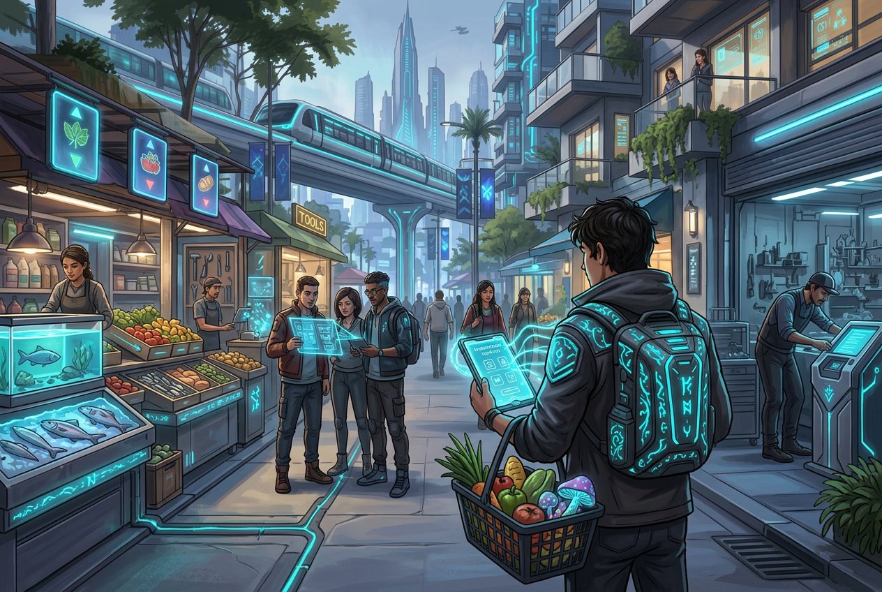 Illustration of a busy RamQuest economy